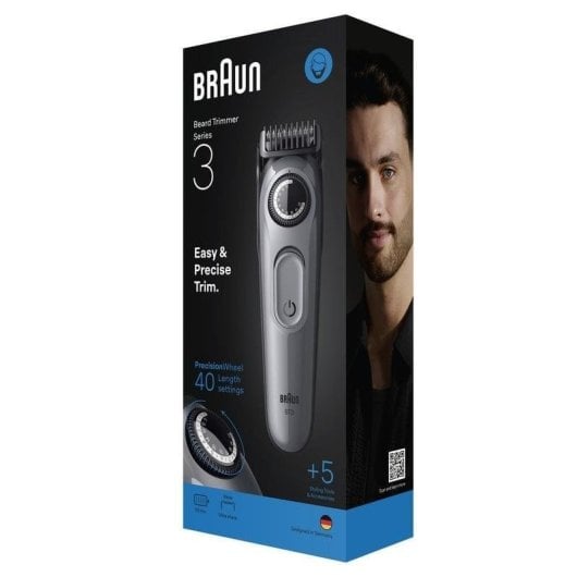 Aparador de Barba Facial Braun BeardTrimmer 3 80789789 Recarregável 50min A Seco 20 Ajustes Pente