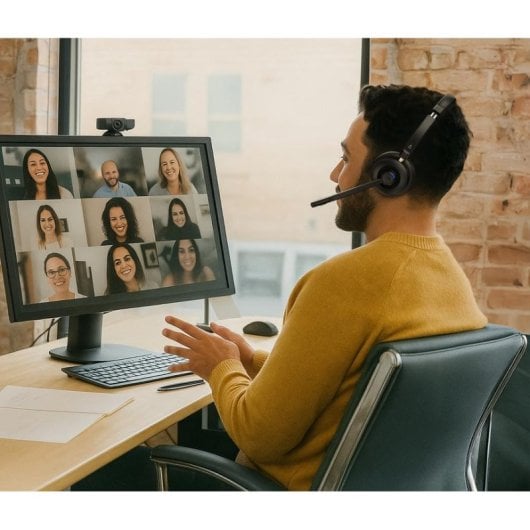 Auriculares Creative Chat Wireless inalámbricos Bluetooth USB-C con Cancelación de Ruido, micrófono, oficina, negro