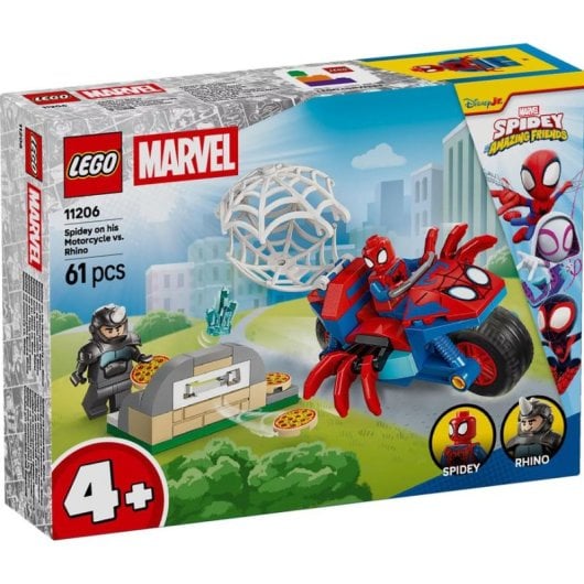Set de construção LEGO Marvel 11206 Spidey Moto e Rhino 61 peças
