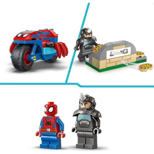 Set de construção LEGO Marvel 11206 Spidey Moto e Rhino 61 peças