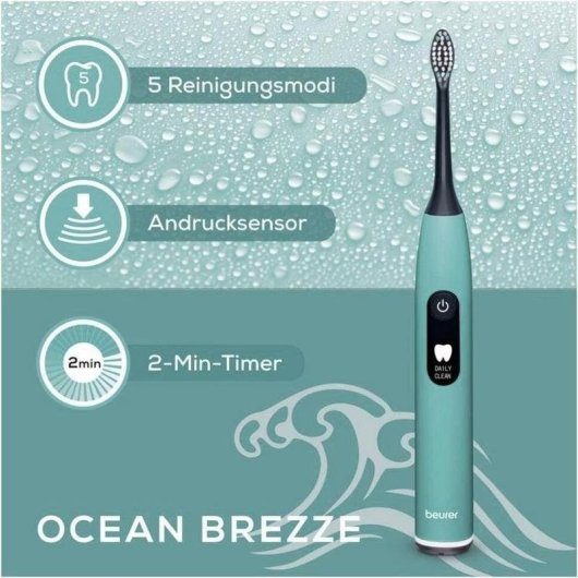 Escova de Dente Sónica Beurer SC 50 Ocean Breeze 5 Modos LCD Sensor Pressão