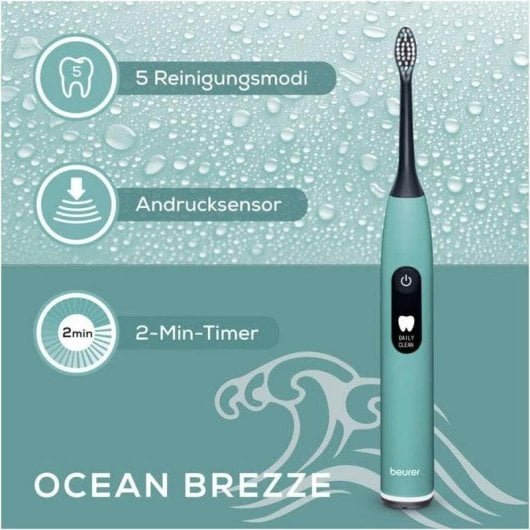 Escova de dentes elétrica Beurer SC 50 Ocean Breeze 5 modos e ecrã LCD