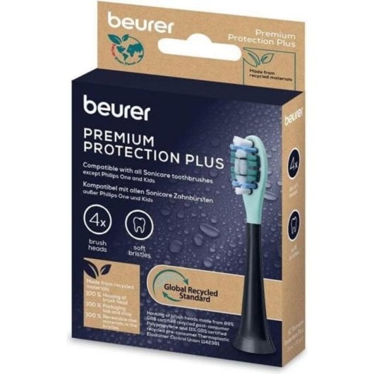 Cabeça de escova Beurer 105.23 compatível Sonicare suave 4 unidades preto/turquesa