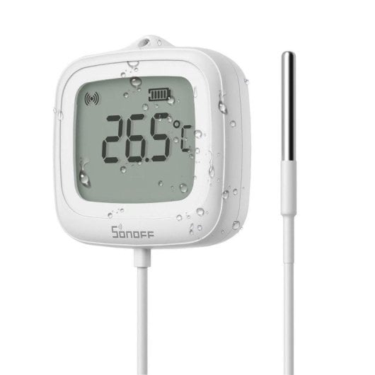 Termómetro Sonoff SNZB-02D Zigbee IP65 Ecrã LCD 2.2 Sonda 1.5m Branco