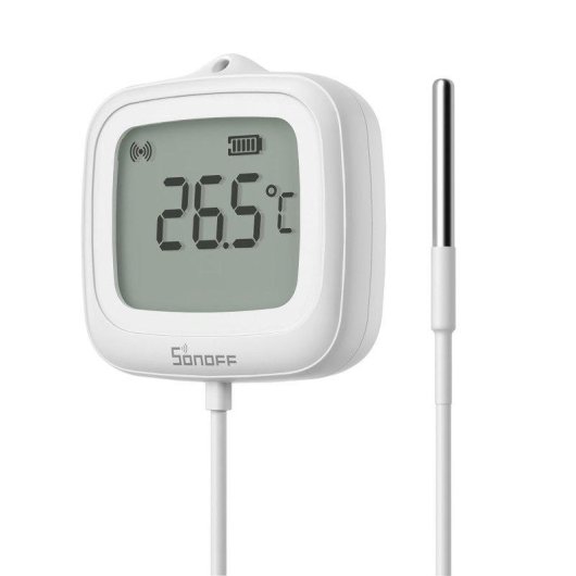 Termómetro Sonoff SNZB-02D Zigbee IP65 Ecrã LCD 2.2 Sonda 1.5m Branco
