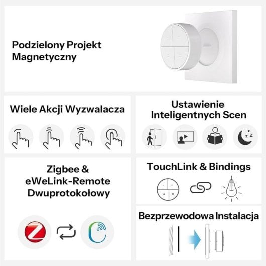 Interruptor Inteligente Sonoff SNZB-01M Zigbee eWeLink-Remote 4 em 1 Compatível