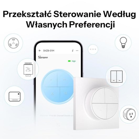 Interruptor Inteligente Sonoff SNZB-01M Zigbee eWeLink-Remote 4 em 1 Compatível
