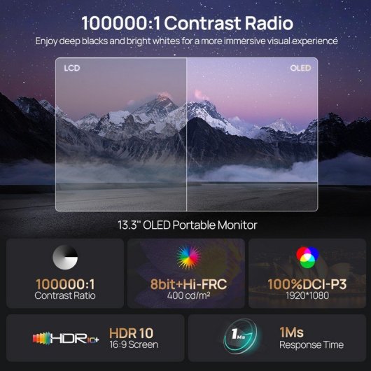 Monitor Arzopa A3C Pro 13,3" FullHD 60Hz OLED Portátil Funda