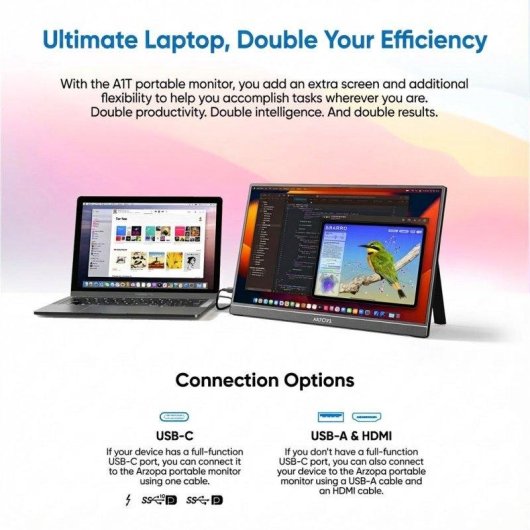 Monitor PC Arzopa A1T 15.6" FullHD 60Hz IPS Touch HDR10 USB-C HDMI