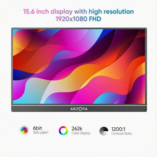Monitor PC Arzopa A1T 15.6" FullHD 60Hz IPS Touch HDR10 USB-C HDMI