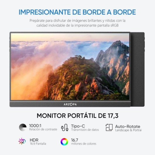 Monitor Arzopa A1M 17.3" Full HD IPS 60Hz Tragbar 100 sRGB Lautsprecher
