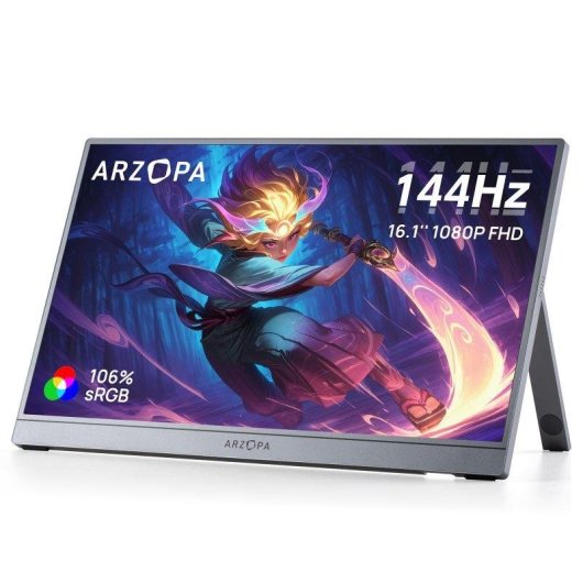 Monitor Arzopa Z1FC 16.1" FullHD 144Hz IPS Portátil HDR10 106 sRGB Altifalantes