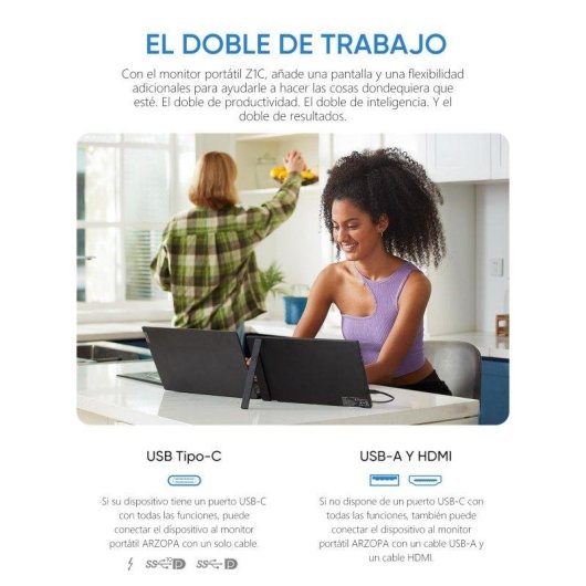 Monitor Arzopa Z1C 16.1" Full HD IPS 100% sRGB USB-C 60Hz 25ms