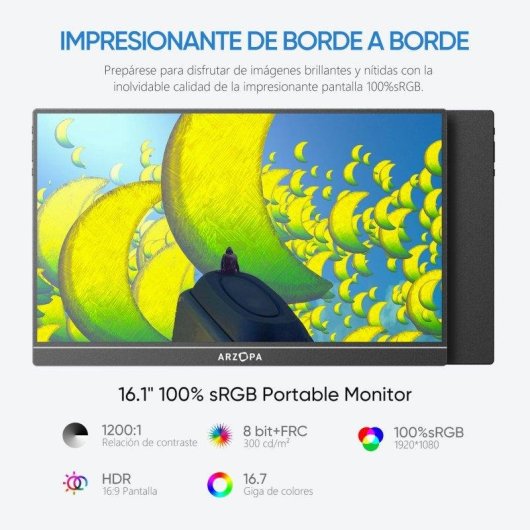 Monitor Arzopa Z1C 16.1" Full HD IPS 100% sRGB USB-C 60Hz 25ms