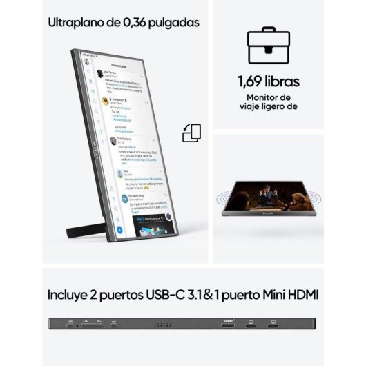 Monitor Arzopa Z1C 16.1" Full HD IPS 100% sRGB USB-C 60Hz 25ms