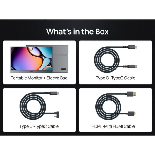 Monitor Arzopa Z3FC 16,1" QHD 180Hz IPS Tragbar FreeSync HDR10 Funda 9ms