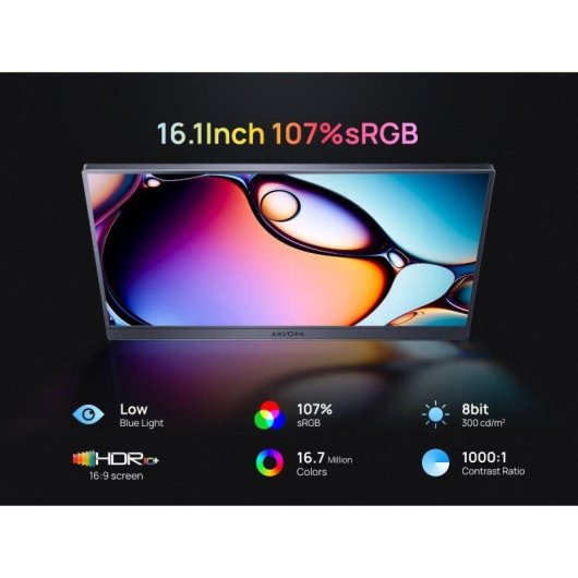 Monitor Arzopa Z3FC 16,1" QHD 180Hz IPS Tragbar FreeSync HDR10 Funda 9ms