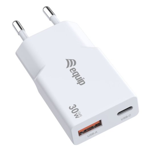 Ladegerät Equip 245523 GaN 30W USB-C PD PPS Schnellladung USB-A Weiß