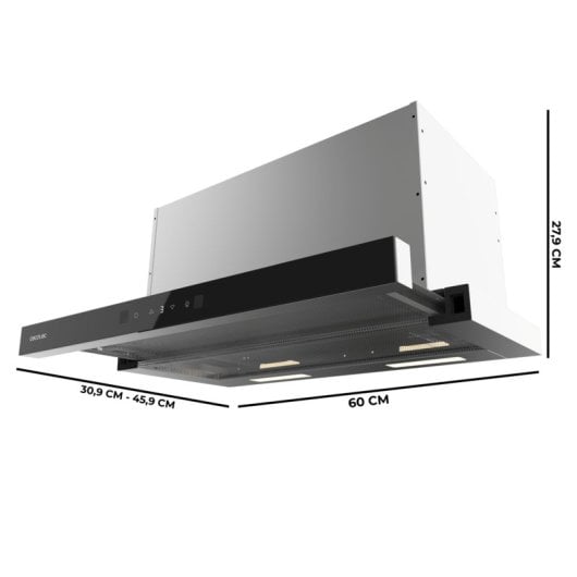 Campana extractora Cecotec Bolero Flux TLT 605501 Umluft 60cm mit Touch-Steuerung und Kohlefilter