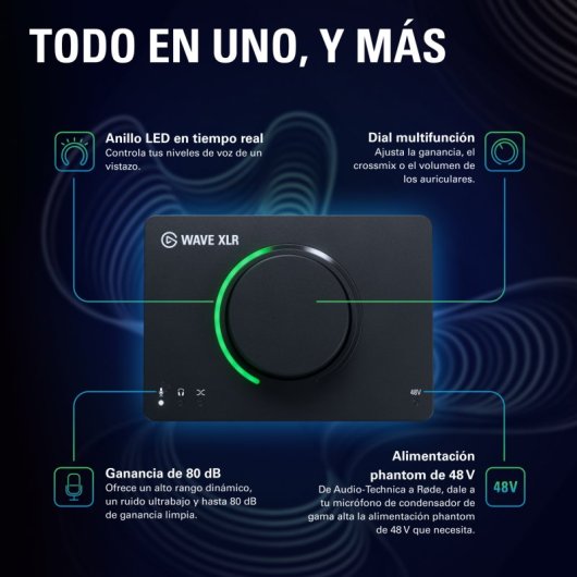 Microphone Elgato Wave XLR MK.2 USB cardioïde avec mixeur DSP et feedback LED