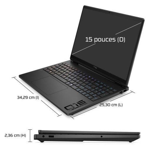 Ordinateur portable HP HyperX OMEN 15-ga0004nf 15.3" Intel Core i7 24GB 1TB SSD RTX 5060 Windows 11