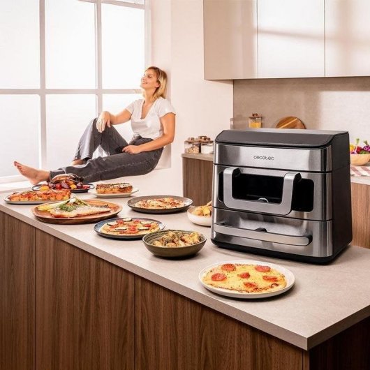 Airfryer Cecotec Cecofry FoodCourt 18000 Fenêtre 18 L 2700 W Pierre à pizza
