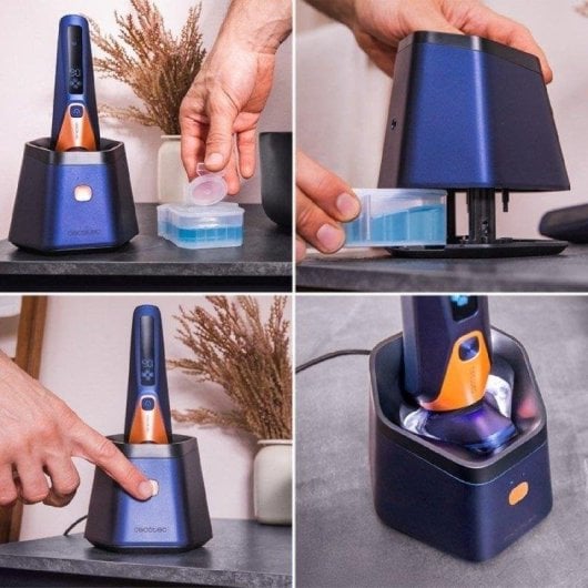 Gesichtsrasierer Cecotec PrecisionCare Saphire Pro Kabellos 90min Nass- und Trockenrasur 3 Einstellungen Reinigungsstation