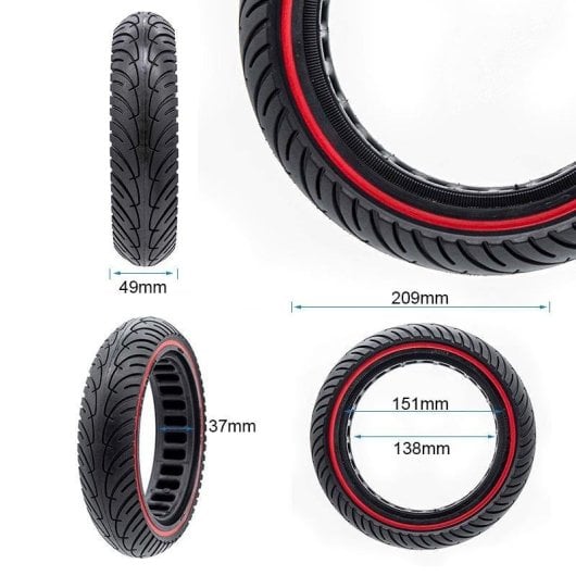 Rueda maciza ultraligera eWheel 8,5x2-6,1/B34 línea roja alto rendimiento