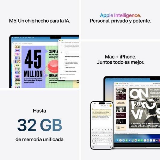 Apple MacBook Air 15,3" Apple M5 16GB 1TB SSD GPU 10 núcleos macOS Azul Cielo