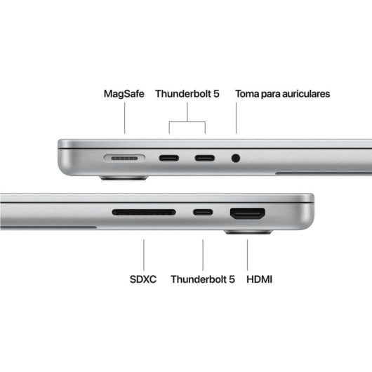 Apple MacBook Pro 14" Apple M5 Pro 15 núcleos 24GB 1TB SSD GPU 16 núcleos macOS Plata