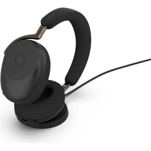 Cuffie Jabra Evolve3 85 wireless Bluetooth con cancellazione rumore, microfono IA, uso professionale, ricarica wireless, nero