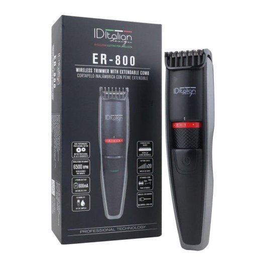 Recortadora de Barba Facial Italian Design ER-800 Inalámbrica Seco 20 Ajustes 1 Peine Extensible