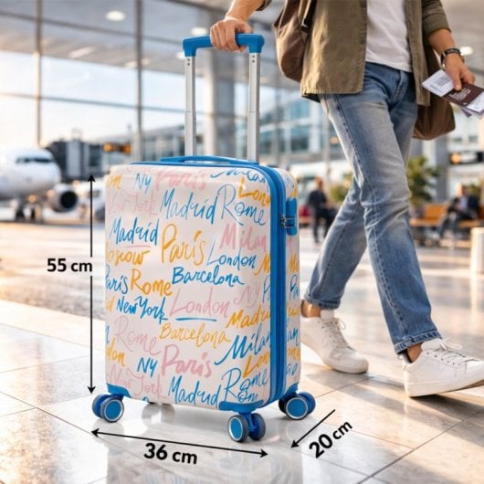 Mala de cabine Benzi BZ5849RS-50, expansível em ABS, tamanho de cabine de 55 cm, 4 rodas duplas, fechadura de combinação de 3 dígitos, cor-de-rosa.