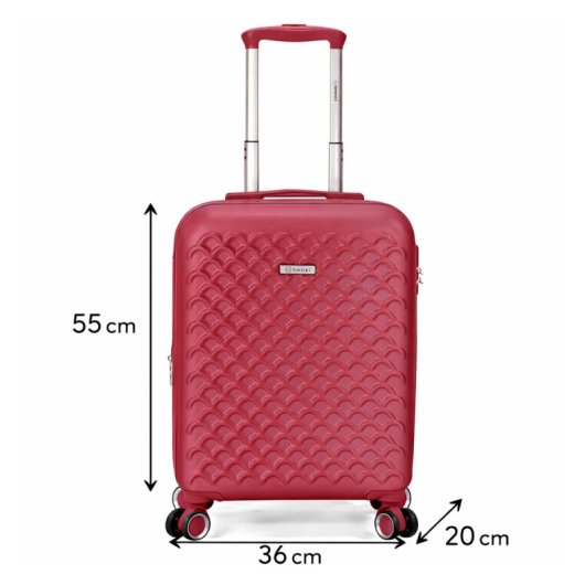 Mala de cabine expansível Benzi BZ5823GT-50, ABS, 55 cm, tamanho de cabine, 4 rodas duplas, fechadura de combinação de 3 dígitos, cor bordeaux