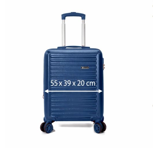 Mala de cabine Benzi Bz5845a-50, expansível, em ABS, tamanho de cabine de 55 cm, 4 rodas duplas, fechadura de combinação de 3 dígitos, azul.