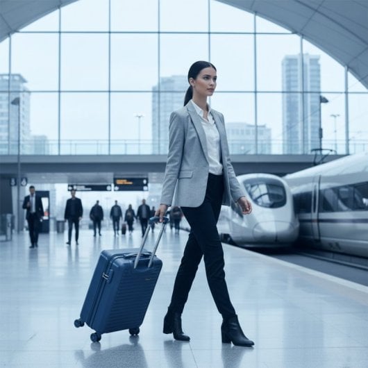 Mala de cabine Benzi Bz5845a-50, expansível, em ABS, tamanho de cabine de 55 cm, 4 rodas duplas, fechadura de combinação de 3 dígitos, azul.