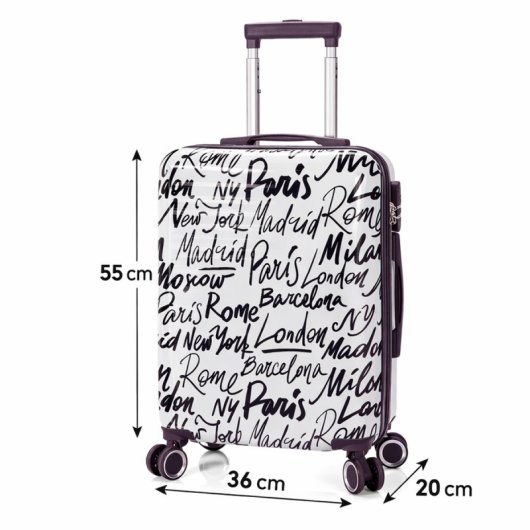 Mala de cabine Benzi Bz5849bl-50, expansível em ABS, tamanho de cabine de 55 cm, 4 rodas duplas, fechadura de combinação de 3 dígitos, branca