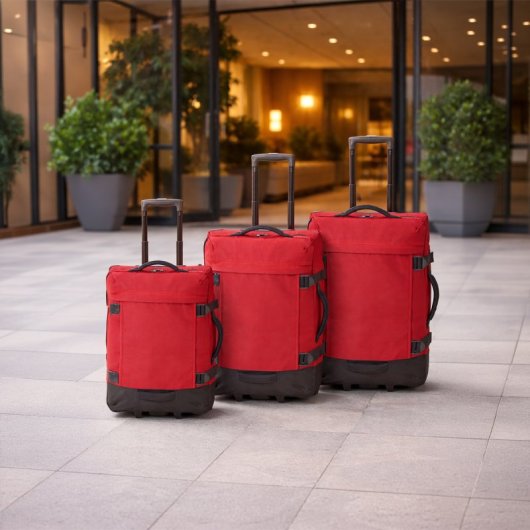 Conjunto de malas Benzi Bz5850na de 3 peças, 2 rodas, tamanho cabine 50cm, médio 60cm, grande 70cm, pega telescópica, laranja.