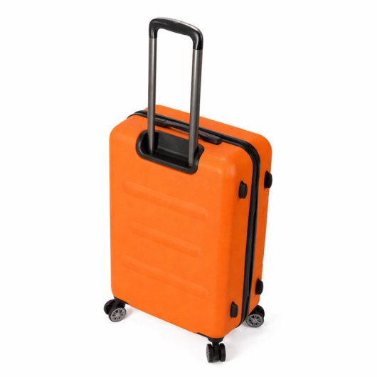 Mala de cabine Benzi Bz5784na-50, 50 cm, rígida e expansível, em ABS, leve, com capacidade para 40 litros, 4 rodas duplas e fechadura de combinação, na cor laranja.