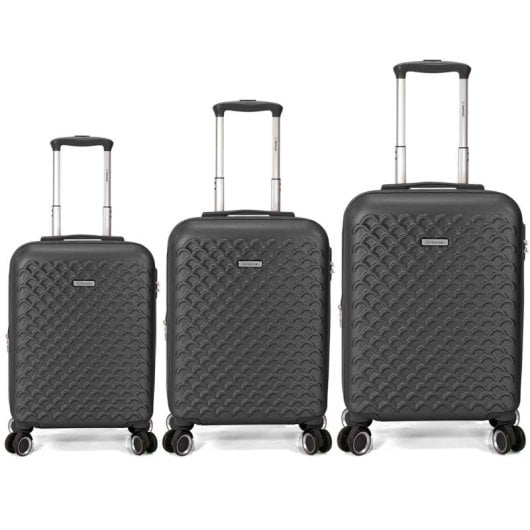 Conjunto de 3 malas rígidas expansíveis Benzi Bz5823n, cabine 50cm, média 60cm, grande 70cm, 4 rodas duplas, fechadura de combinação, pretas