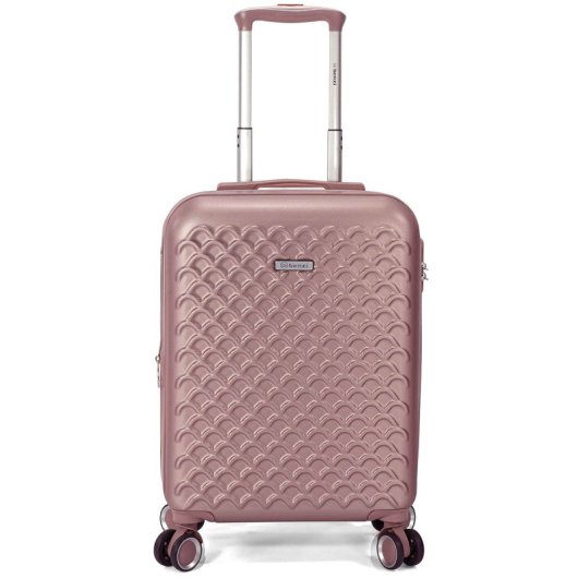 Mala de cabine expansível Benzi Bz5823rs-50, ABS, tamanho de cabine de 55 cm, 4 rodas duplas, fechadura de combinação de 3 dígitos, rosa