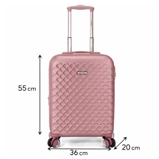 Mala de cabine expansível Benzi Bz5823rs-50, ABS, tamanho de cabine de 55 cm, 4 rodas duplas, fechadura de combinação de 3 dígitos, rosa