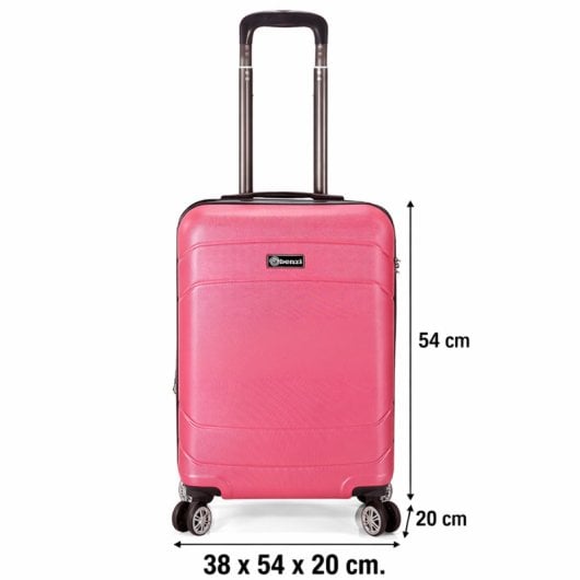 Mala de cabine Benzi BZ5784RS-50, 50 cm, rígida e expansível, em ABS, leve, com capacidade para 40 litros, 4 rodas duplas e fechadura de combinação, cor-de-rosa.