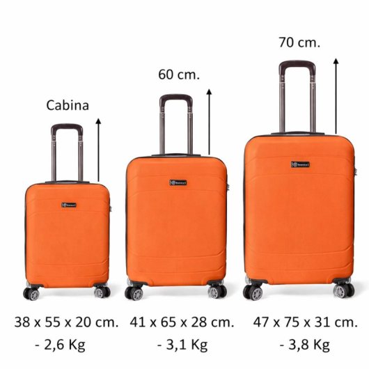 Benzi Bz5784na Juego De Maletas 3 Piezas Rígidas Extensibles, Abs, Cabina 50 Cm Mediana 60 Cm Grande 70 Cm, 4 Ruedas Dob