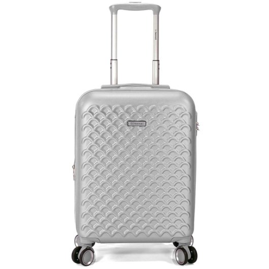 Mala de cabine expansível Benzi Bz5823lg-50, ABS, tamanho de cabine de 55 cm, 4 rodas duplas, fechadura de combinação de 3 dígitos, prata