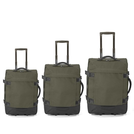 Conjunto de malas Benzi Bz5850v, 3 peças com laterais flexíveis, 2 rodas, tamanhos de cabine 50cm, média 60cm e grande 70cm, pega telescópica, verde.