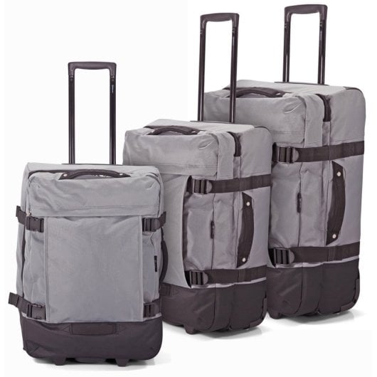 Conjunto de malas Benzi BZ5850G de 3 peças, com laterais flexíveis, 2 rodas, tamanhos: cabine 50cm, média 60cm, grande 70cm, pega telescópica, cinzento.