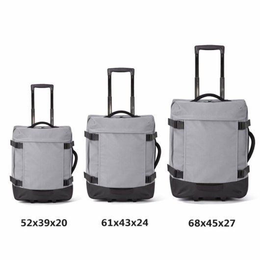 Conjunto de malas Benzi BZ5850G de 3 peças, com laterais flexíveis, 2 rodas, tamanhos: cabine 50cm, média 60cm, grande 70cm, pega telescópica, cinzento.