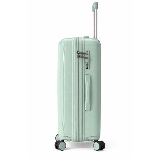 Mala de cabine Benzi Bz5819v-50, expansível, PP, tamanho de cabine de 55 cm, 4 rodas duplas, fechadura de combinação de 3 dígitos, verde.