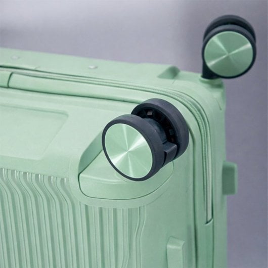 Mala de cabine Benzi Bz5819v-50, expansível, PP, tamanho de cabine de 55 cm, 4 rodas duplas, fechadura de combinação de 3 dígitos, verde.